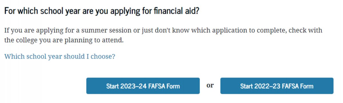 Financial aid choice screenshot from FAFSA Website
